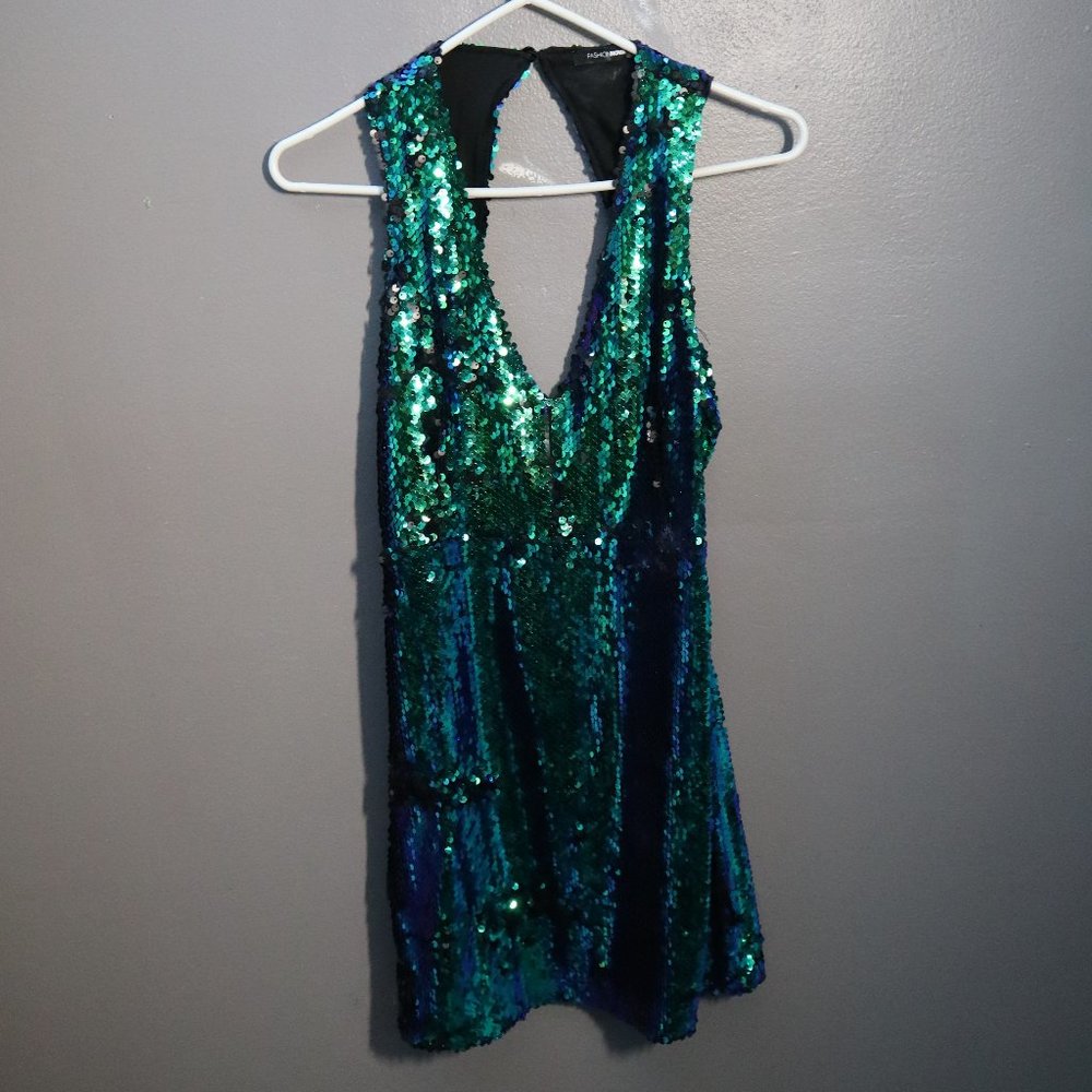 Ready To Party Sequin Dress - Green Multi